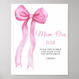 Pink a bow baby shower - Mom-osaバーポスター ポスター
