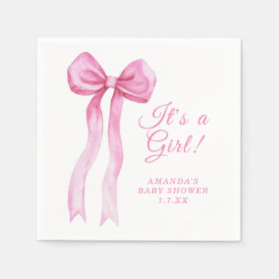 Pink a Bow It's Girl Baby Shower スタンダードカクテルナプキン