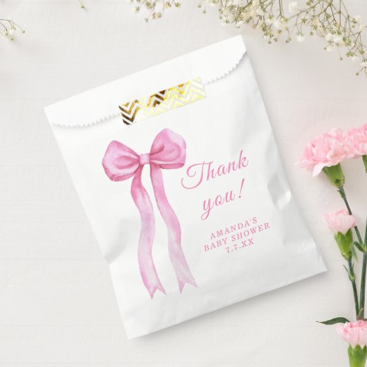 Pink a Bow It's Girl Baby Shower フェイバーバッグ (封をした状態)