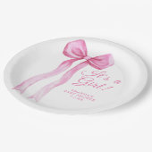 Pink a Bow It's Girl Baby Shower ペーパープレート (アングル)