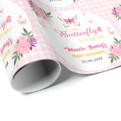 Pink A Little Butterfly Is On The Way Baby Shower  ラッピングペーパー (ロールコーナー)