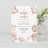 Pink A Little Cookie Baby Shower 招待状 (スタンド正面)