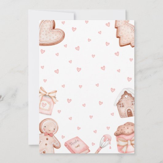 Pink A Little Cookie Baby Shower 招待状 (裏面)