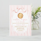 Pink A little Cutie Pie is on the way Baby Shower  招待状 (スタンド正面)