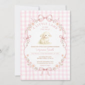 Pink A Little Lamb Is On the Way Invitation 招待状 (正面)