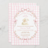 Pink A Little Lamb Is On the Way Invitation 招待状 (正面/裏面)