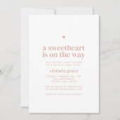 Pink A Little Sweetheart Baby Shower 招待状 (正面)