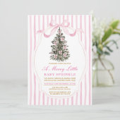 Pink A Merry Little Baby Sprinkle Christmas Tree 招待状 (スタンド正面)