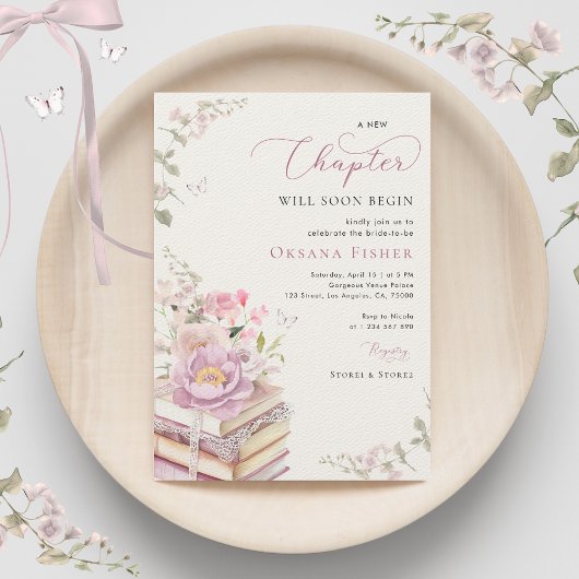 Pink a New Chapterが始まるブックテーマブライダルシャワー 招待状