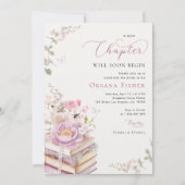 Pink a New Chapterが始まるブックテーマブライダルシャワー 招待状 (正面)
