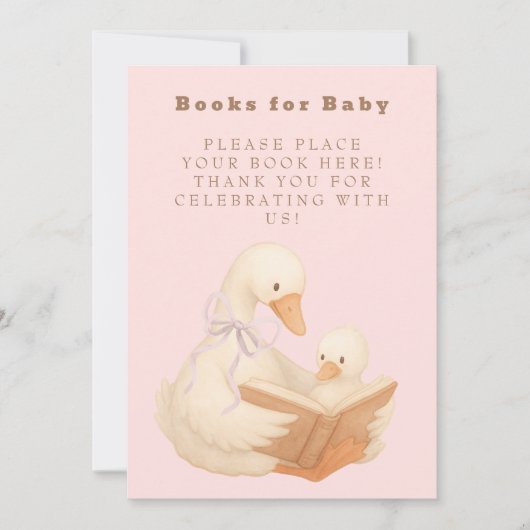 Pink A Silly Goose Books for Baby Sign 招待状 (正面)