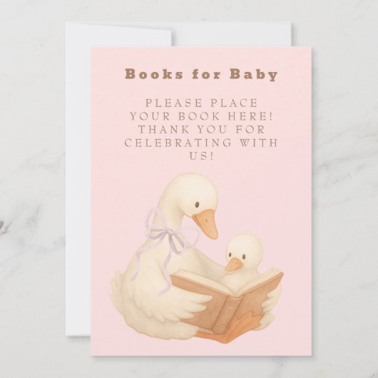 Pink A Silly Goose Books for Baby Sign 招待状 (裏面)