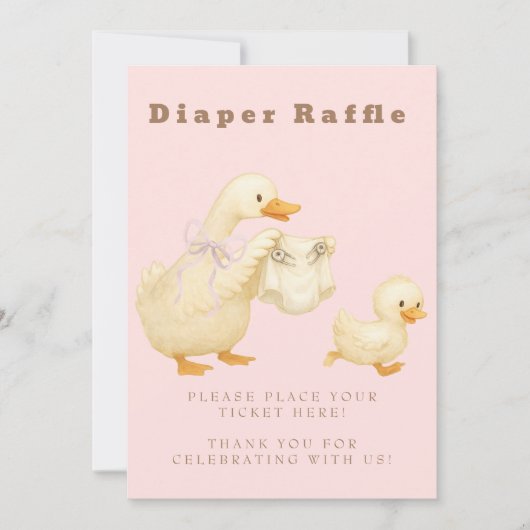 Pink A Silly Goose Diaper Raffle Table Sign 招待状 (正面)