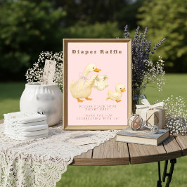 Pink A Silly Goose Diaper Raffle Table Sign  招待状