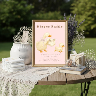 Pink A Silly Goose Diaper Raffle Table Sign  招待状