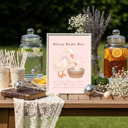 Pink A Silly Goose Dirty Soda Bar Sign 招待状