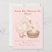 Pink A Silly Goose From Our Shower To Yours Sign 招待状 (裏面)