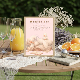 Pink A Silly Goose "Momosa" Mimosa  Table Sign  招待状