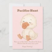 Pink A Silly Goose Pacifier Hunt Baby Shower   招待状 (裏面)