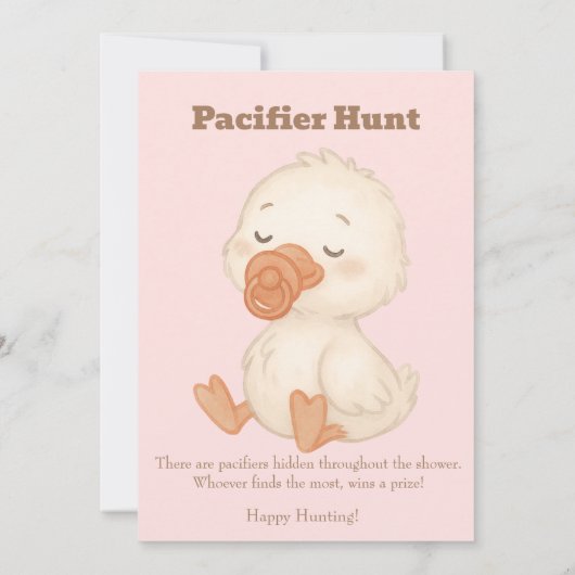 Pink A Silly Goose Pacifier Hunt Baby Shower   招待状 (裏面)