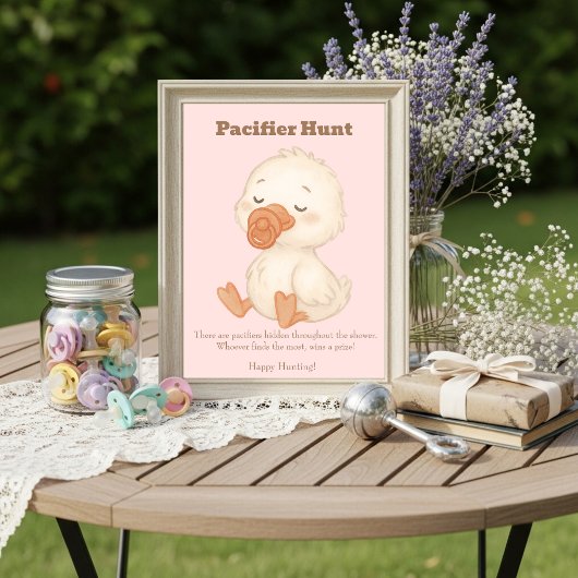 Pink A Silly Goose Pacifier Hunt Baby Shower   招待状