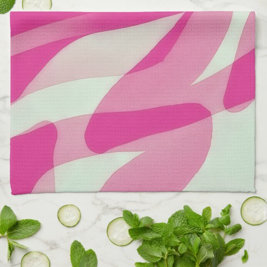 Pink Abstract Artsy Kitchen Towel キッチンタオル (折り畳み)