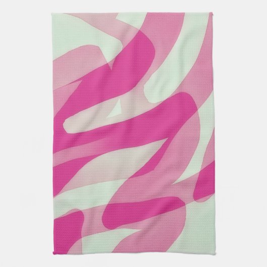 Pink Abstract Artsy Kitchen Towel キッチンタオル (縦)