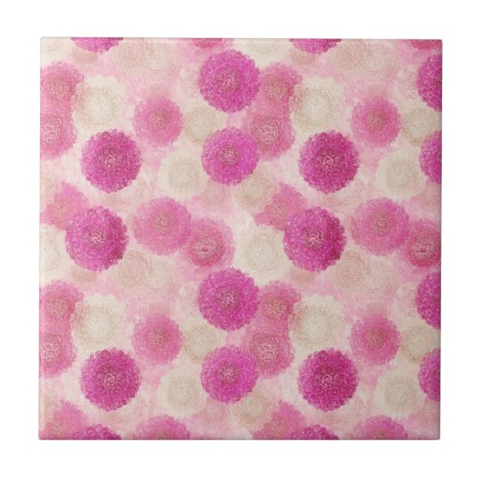Pink Abstract Floral Lace Circle Pattern タイル (正面)