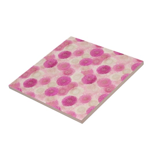 Pink Abstract Floral Lace Circle Pattern タイル (側面)