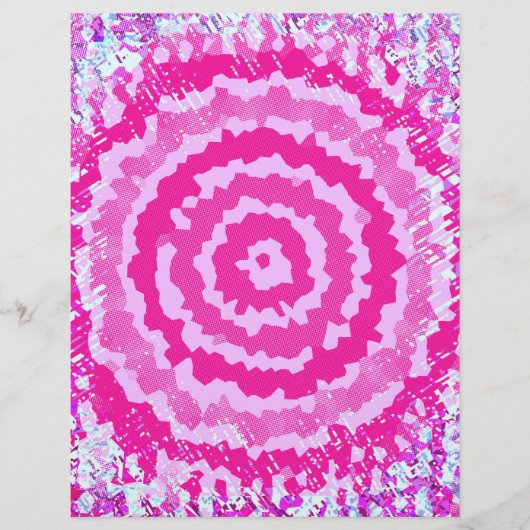 Pink Abstract Flower Scrapbook Paper 2-Sided Page (正面)