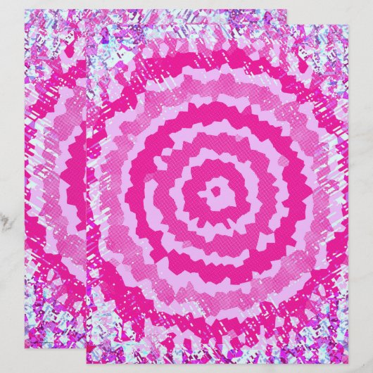 Pink Abstract Flower Scrapbook Paper 2-Sided Page (正面/裏面)