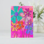 Pink Abstract Flowers サンキューカード (スタンド正面)