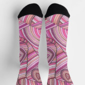 Pink Abstract Geometric Pattern with Curved Lines ソックス (上部)