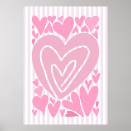 Pink Abstract Hearts ポスター