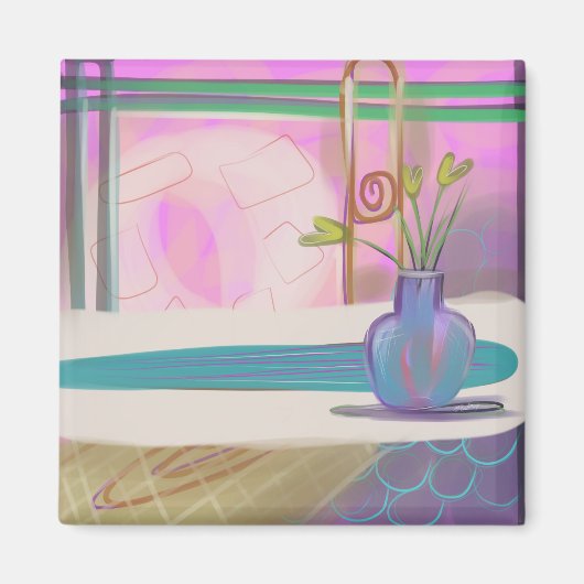 Pink Abstract Interior Bouquet Original Art マグネット (正面)