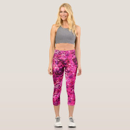 Pink Abstract Leggings for Women | Magenta Waterco カプリレギンス
