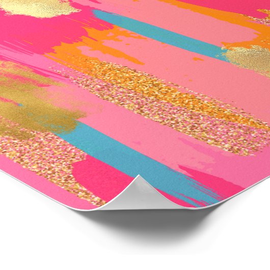 Pink Abstract Preppy Dorm Decor ポスター (角)