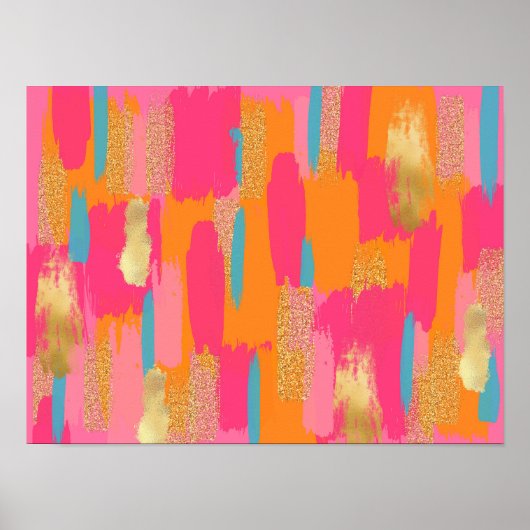 Pink Abstract Preppy Dorm Decor ポスター (正面)