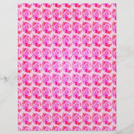 Pink Abstract Roses Bulk Scrapbook Paper Pages チラシ (裏面)