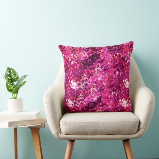 Pink Abstract Splatter Throw Pillow  クッション (椅子)