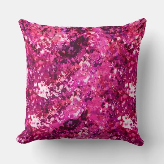 Pink Abstract Splatter Throw Pillow  クッション (正面)
