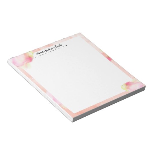Pink Abstract Watercolor Custom Notepad ノートパッド (アングル)