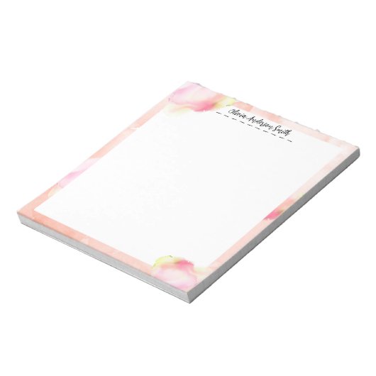 Pink Abstract Watercolor Custom Notepad ノートパッド (回転)