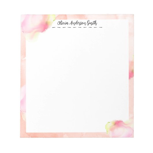 Pink Abstract Watercolor Custom Notepad ノートパッド (正面)