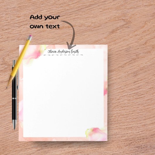 Pink Abstract Watercolor Custom Notepad ノートパッド