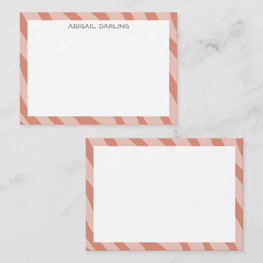 Pink Abstract Zebra Print Texture Note Card ノートカード (正面/裏面)