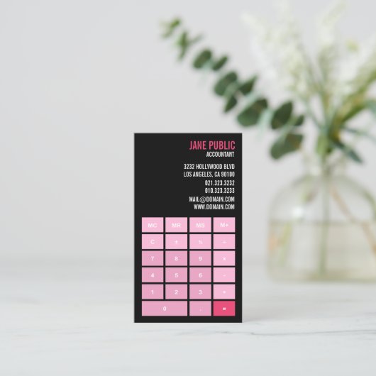 Pink Accountant Calculator 名刺 (スタンド正面)