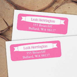 Pink Address Label with Decorative Banner ラベル