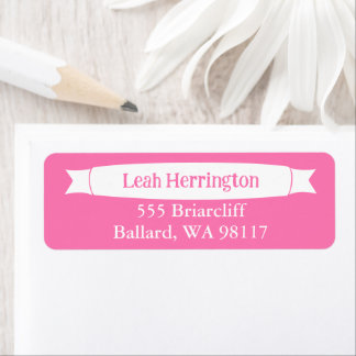 Pink Address Label with Decorative Banner ラベル