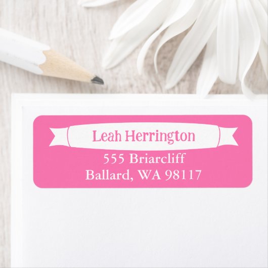 Pink Address Label with Decorative Banner ラベル (インサイチュ)